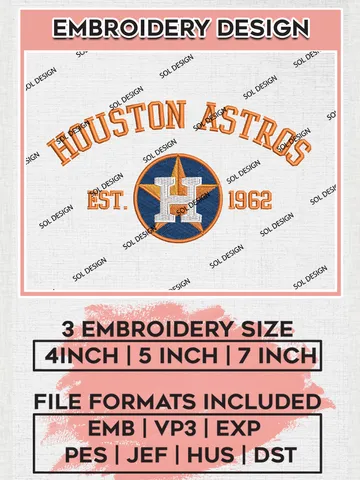 MLB Houston Astros Team Est Logo Embroidery Design, MLB Team Embroidery files, Houston Astros Baseball Team, Astros Team, Digital Download $6.99