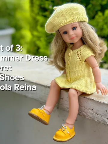 3 ITEMS Set: Summer Dress, Beret, Boots - Exclusive Handmade Outfit Paola Reina Doll ooak $31.73