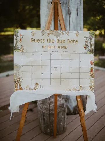 Winnie the Pooh Due Date Calendar Game Baby's Birthday Date Game; Winnie the Pooh Baby Shower Guess the Due Date Calendar printable; poom77 $11.62