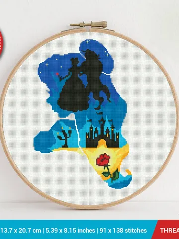 Belle Silhouette Cross stitch pattern | Embroidery Pattern | Instant Download | Embroidery Designs $6.80