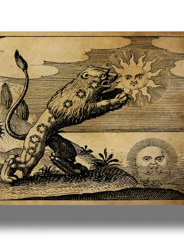 The Lion devouring the Sun. Rosarium philosophorum artwork. $21.00