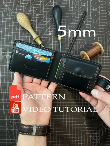 PDF Pattern Bifold Wallet - Download PDF & video TUTORIAL. Punch pitch 5 mm. $5.50
