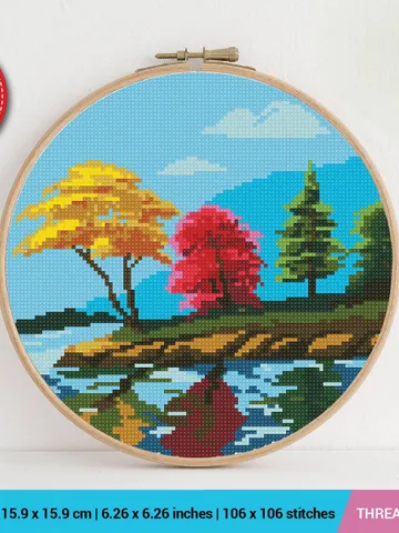 Nature Autumn Trees Cross stitch pattern | Embroidery Pattern | Instant Download | Embroidery Designs $6.80