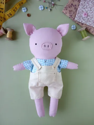 Easy Pig Doll Sewing Pattern PDF with Shirt and Shortalls $6.97