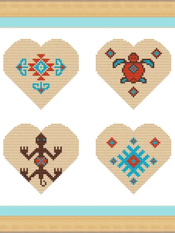 Southwestern cross stitch pattern mini geometric modern American cross stitch pattern turtle lizard Navajo cross stitch heart pdf sampler $4.92