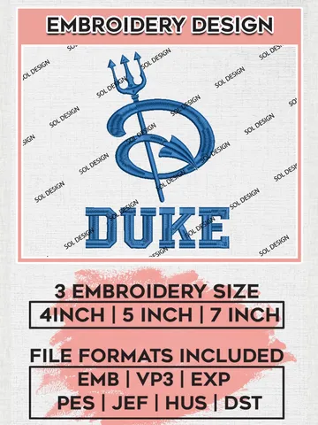 NCAA Duke Team Logo Machine Embroidery Design, NCAA Duke Blue Devils Embroidery Design Design files, NCAA Team Embroidery Designs, NCAA Machine Embroidery Designs, Digital Download $6.99
