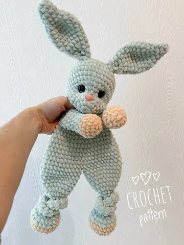 Crochet bunny snuggler pattern Crochet rabbit cuddler tutorial Crochet baby lovey pdf pattern Crochet Easter rabbit pattern $5.00