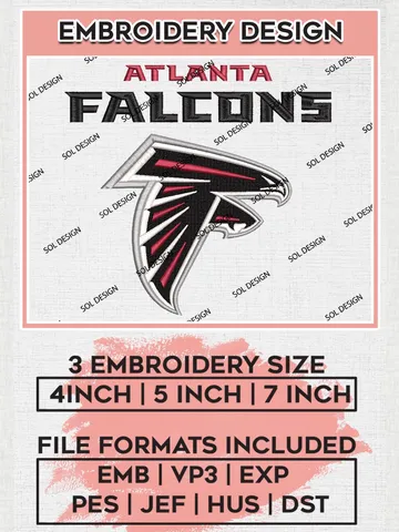 NFL Atlanta Falcons Embroidery Designs, NFL Falcons, NFL Embroidery Designs, NFL TAtlanta Falcons Machine Embroidery Design, Digital Download