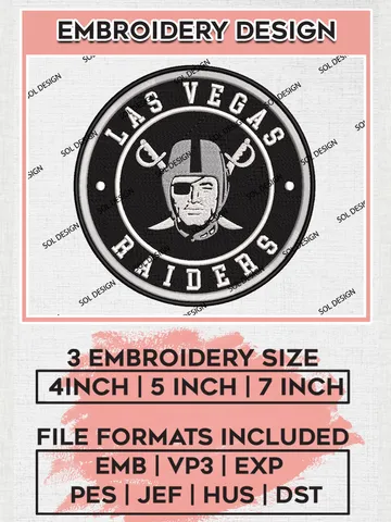NFL Las Vegas Raiders Circle Logo Embroidery Designs, NFL Raiders Embroidery Designs, NFL Embroidery Designs, NFL Las Vegas Raiders Machine Embroidery Design, Digital Download