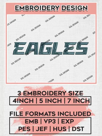 NFL Philadelphia Eagles Wordmark Embroidery Design Files, NFL Eagles, NFL Logo Embroidery Files, NFL Philadelphia Eagles Machine Embroidery Design, Digital Downloadad