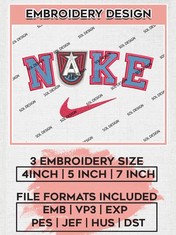Nike WNBA Atlanta Dream Logo Embroidery Files, WNBA Atlanta Dream Embroidery Designs, Basketball Teams, 3 sizes, WNBA Machine embroidery designs, Digital Download $6.99
