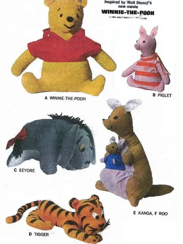 Vintage Sewing Pattern Winnie Pooh and Friends Copy McCalls 8087 Digital Download PDF $2.90