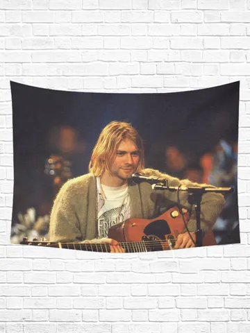 Kurt Cobain Wall Tapestry, Cotton Linen Wall Hanging $48.00