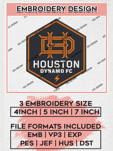 Houston Dynamo FC Logo Embroidery Designs, MLS Embroidery files, Houston Dynamo FC MLS Teams, Football, Digital Download