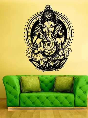 Ganesha in lotus Wall decal Yoga Hindu decor Sticker z1599 $23.99
