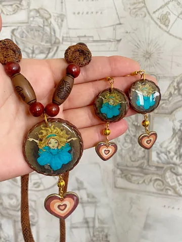 Set of handmade jewelry in the style of "Alice". Author's design. $55.00