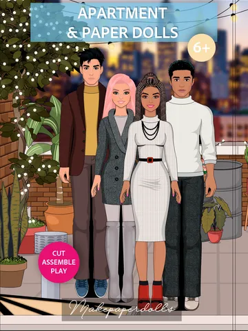 Apartment with roof for paper dolls