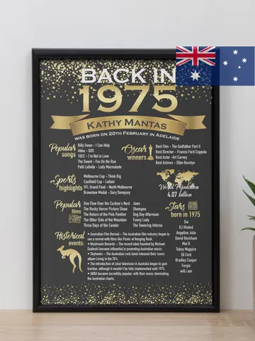 50th Birthday Party Decorations, 50th Birthday Poster Printable, Back In 1975, 50th Birthday Sign, 1975 Birthday Poster Rose Gold Decor $15.00