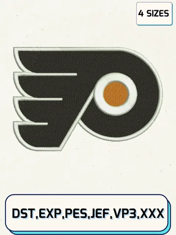 Philadelphia Flyers Embroidery Design Files, NHL Logos Embroidery Designs, Machine Embroidery Files, 4 Sizes