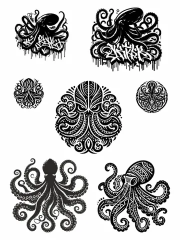 Octopus SVG, Octpous Clip Art, Octopus Vector, Octopus Svg Bundle, Octopus Silhouettes, Kraken SVG, Octopus Clipart $1.35