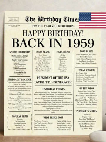 66th birthday decorations, 1959 poster, 66th birthday newspaper poster, 1959 birthday sign, INSTANT DOWNLOAD, 66 years ago back in 1959 $7.00