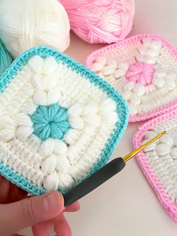 Crochet Granny Square Motif Pattern - Easy Puff Stitch Pattern - Baby Crochet Pattern $5.40