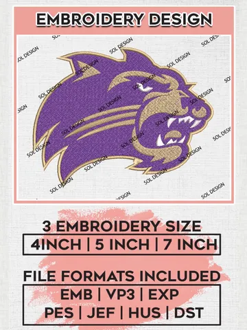 Western Carolina Catamounts Head Mascot Logo Machine Embroidery Design, NCAA Western Carolina Catamounts Embroidery Design Design files, NCAA Embroidery Designs, NCAA Machine Embroidery Designs, Digital Download