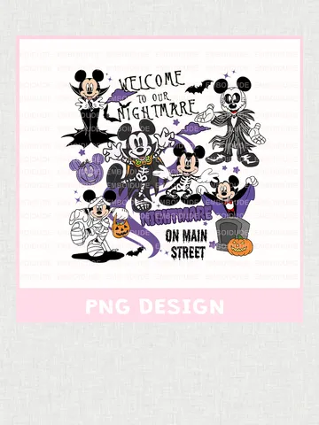 Mickey Nightmare On The Main Street Png Designs, Horror Halloween Sublimation, Spooky Season Clip Art, Pumpkin Design, Digital Download