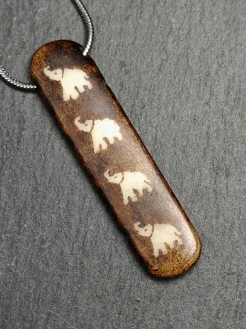 Mysterious Yak Bone Elephant Charm,Gandhanra Tibetan Buddhist Amulet Necklace,50 Years Old,51 × 12mm $149.99