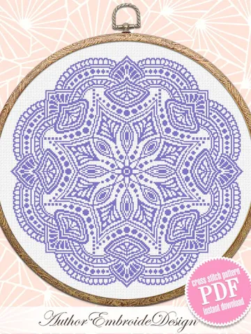 Flower mandala cross stitch pattern PDF download Mandala ornament cross stitch chart, Mandala pattern digital PDF, Mandala embroidery #M269 $4.60