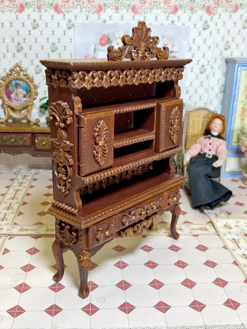 Handmade cabinet. Dollhouse miniature. 1:12. Furniture for dolls. Bookcase. Sideboard for a doll. $95.00