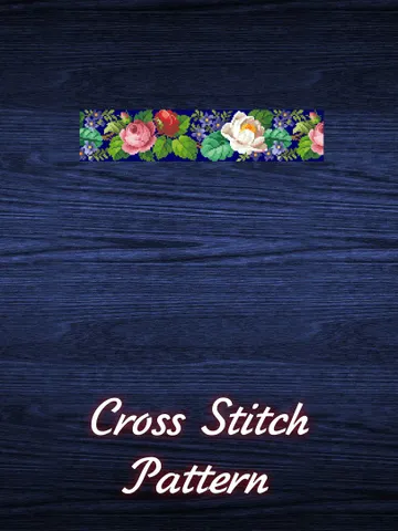 Antique Cross Stitch Pattern Border with Roses Digital Download PDF $7.50