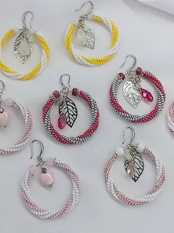 Custom multicoloured bridesmaid earrings set, beaded hoop earrings set, bridesmaid gift, bridesmaid gift idea $60.00