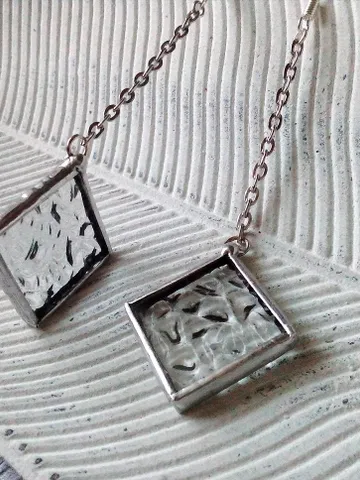 Simple stained glass clear earrings, cute squar geomentic earrings $25.00