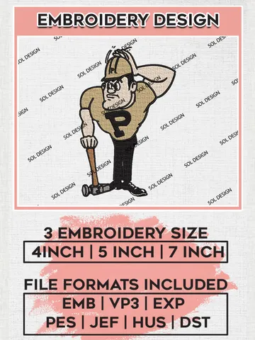 Purdue Boilermakers Embroidery Designs, NCAA Logo Machine Embroidery Files, NCAA Purdue Boilermakers Logo, NCAA Embroidery Designs, Machine Embroidery Designs, Digital Download $6.99