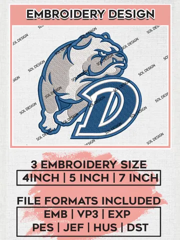 Drake Bulldogs Logo Machine Embroidery Design, NCAA Drake Bulldogs Embroidery Design Design files, NCAA Embroidery Designs, NCAA Machine Embroidery Designs, Digital Download