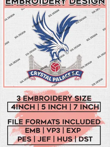 Crystal Palace Embroidery Designs, Premier League Embroidery, EPL Embroidery Designs, EPL Crystal Palace Embroidery Designs