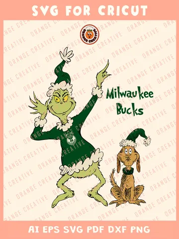 NBA Milwaukee Bucks x Grinch Svg Files, Grinch Svg Designs, NBA Milwaukee Bucks Team SVG for cricut, Basketball Team Svg Files for Cricut, Png, Dxf, Digital Download