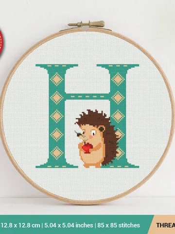 Letter H Hedgehog ABC Cross stitch pattern | Embroidery Pattern | Instant Download | Embroidery Designs $5.37