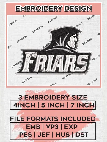 NCAA Friars Mascot Logo Machine Embroidery Design, NCAA Providence Friars Embroidery Design Design files, NCAA Team Embroidery Designs, NCAA Machine Embroidery Designs, Digital Download $6.99