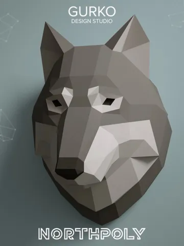 Wolf Head Papercraft, Digital Template, PDF Download, Gurko, Trophy, 3D Low Poly, Pepakura, DIY Origami, Paper Decor, DIY Gift $14.00