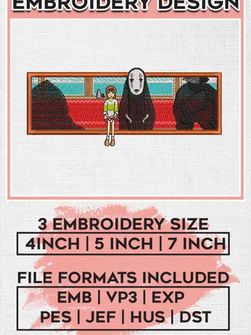 Chihiro And Kaonashi Embroidery Files, Spirited Away, Anime Inspired Embroidery Design, Machine Embroidery Design EMB_ANIME_236 $6.99