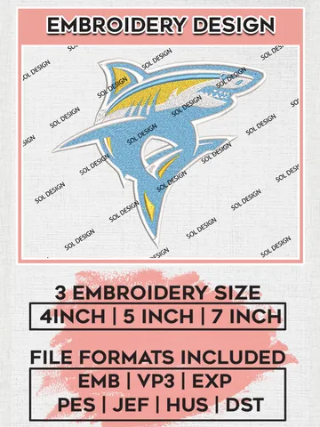 Long Island University Sharks Mascot Embroidery Designs, NCAA Logo Embroidery Files, NCAA LIU Sharks Logo, NCAA Embroidery Designs, Machine Embroidery Designs, Digital Download $6.99