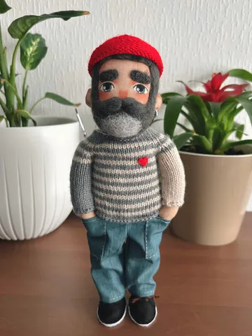 Textile doll sailor with gray beard