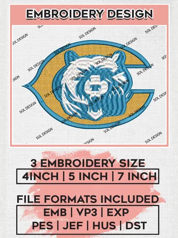 Chicago Bears Machine Embroidery Design Files, NFL Bears, NFL Logo Embroidery Files, NFL Chicago Bears Machine Embroidery Design, Digital Download $6.99