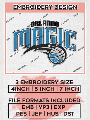 NBA Orlando Magic Logo Embroidery Design, NBA Orlando Magic Machine Embroidery Files, NBA Machine Embroidery Design, Machine Embroidery Design, Digital Download $6.99