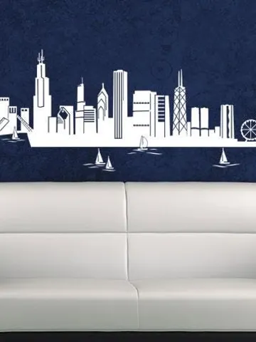 Chicago Skyline Wall Decal Landscape Sticker z955 $23.99