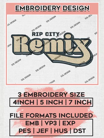 Rip City Remix NBA Basketball Team Wordmark Logo Embroidery Designs, NBA G League Team Embroidery Files, Basketball Machine Embroidery Designs, NBA Rip City Remix Team Logo, Sport Machine Embroidery Design, Digital Download $5.99