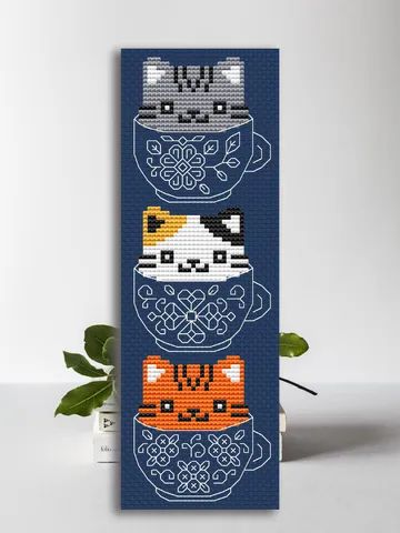 Kittens cross stitch bookmark pattern