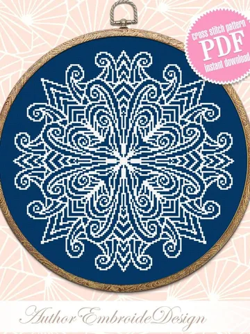 Mandala cross stitch pattern PDF download Mandala ornament cross stitch chart, Monochrome mandala pattern digital PDF, DIY Home decor #M234 $4.60